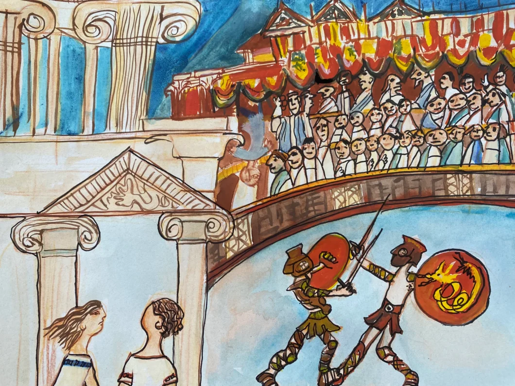 O Regresso a Pompeia: Capítulo I - O Grande Combate, Autoria de Teresa Torres