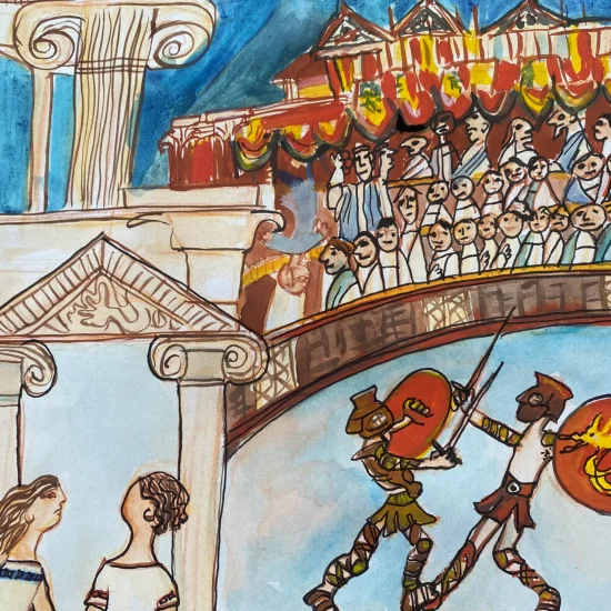 O Regresso a Pompeia: Capítulo I - O Grande Combate, Autoria de Teresa Torres